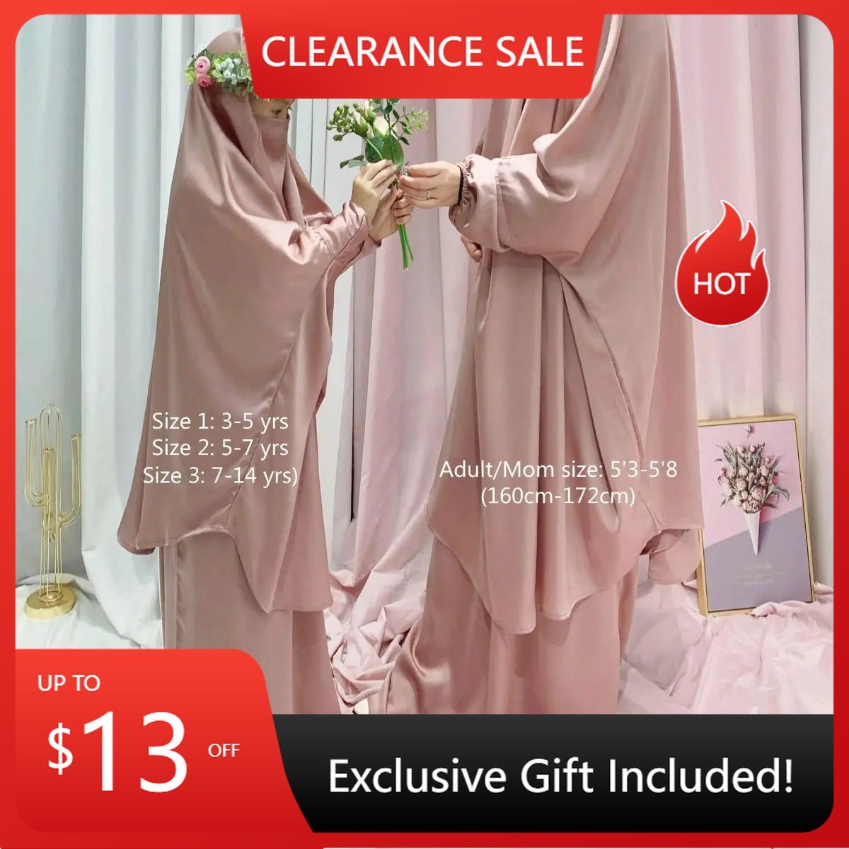 MJ008 Nida Fabric 2 - Piece Set Jilbab - Mariam's Collection