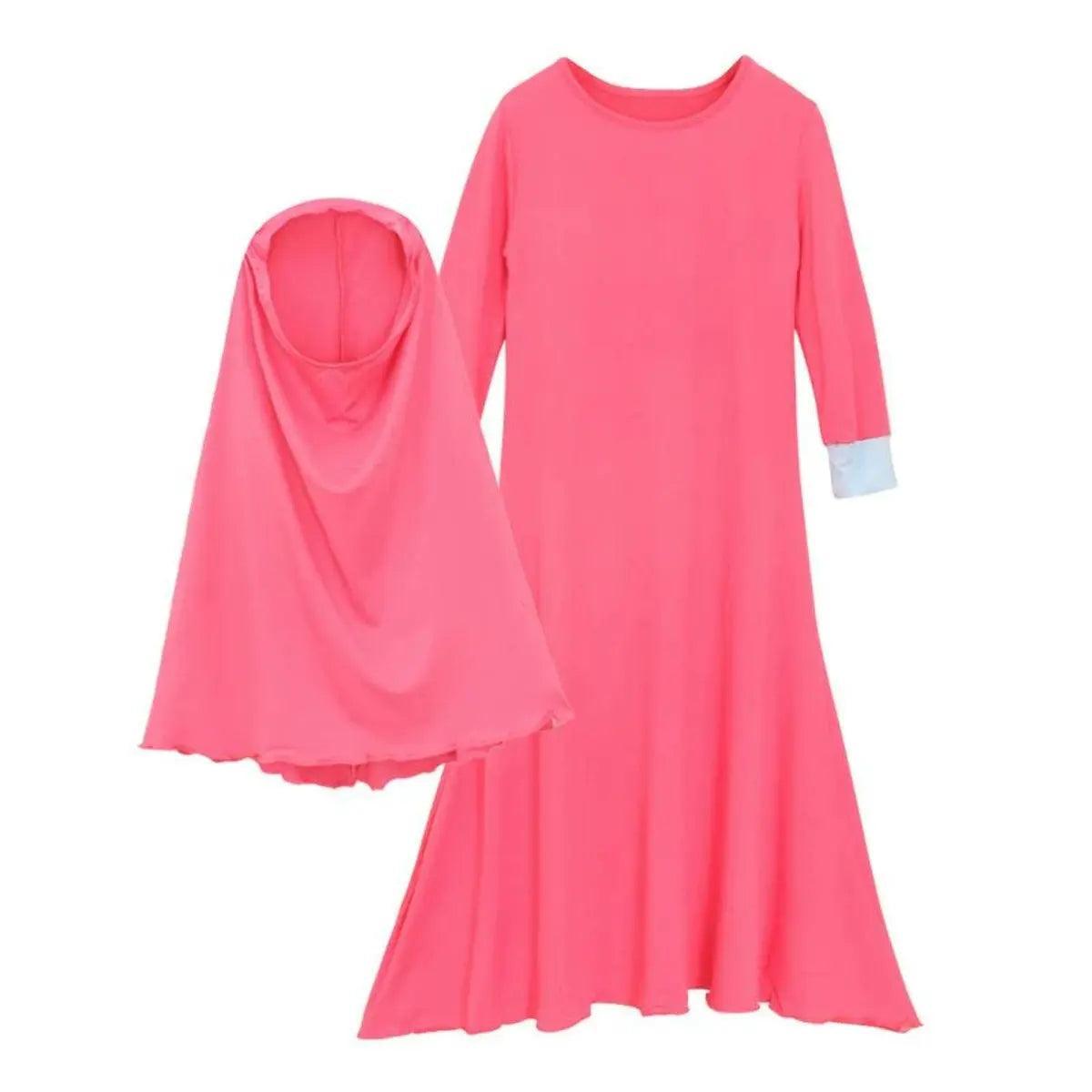 MJ012 Solid Two Colour Two Piece Kids Jlibab - Mariam's Collection