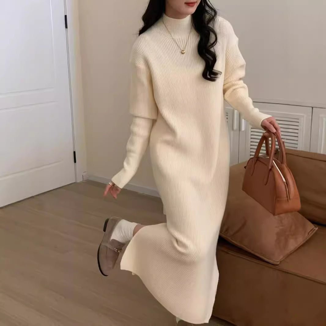 Mock Neck Ribbed Knit Maxi Dress(MS158) - Mariam's Collection