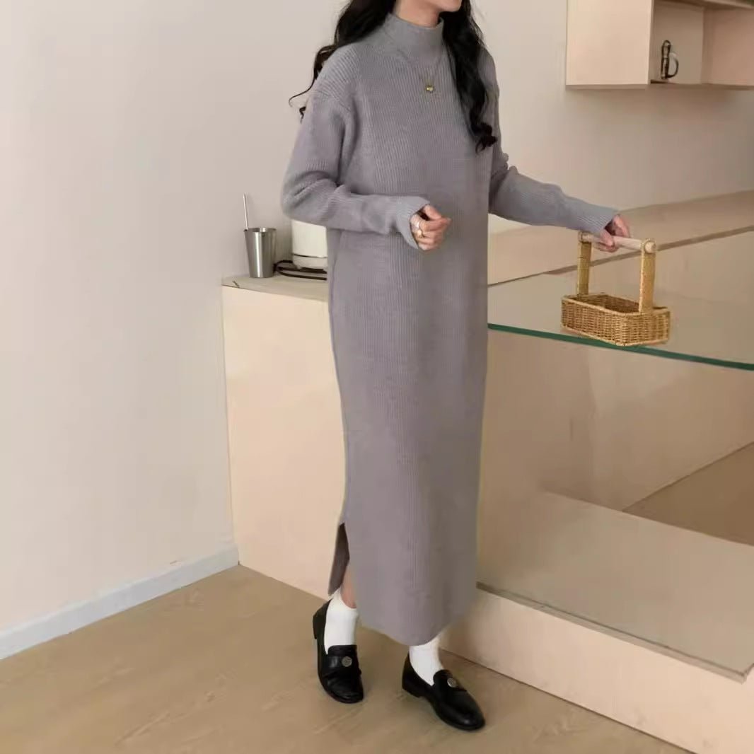 Mock Neck Ribbed Knit Maxi Dress(MS158) - Mariam's Collection