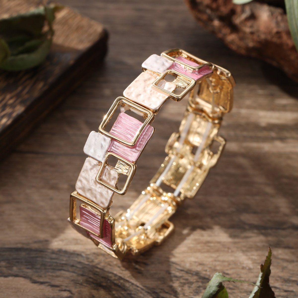 Modernist Geometric Square Earrings Bracelet Necklace Set (MAC318) - Mariam's Collection
