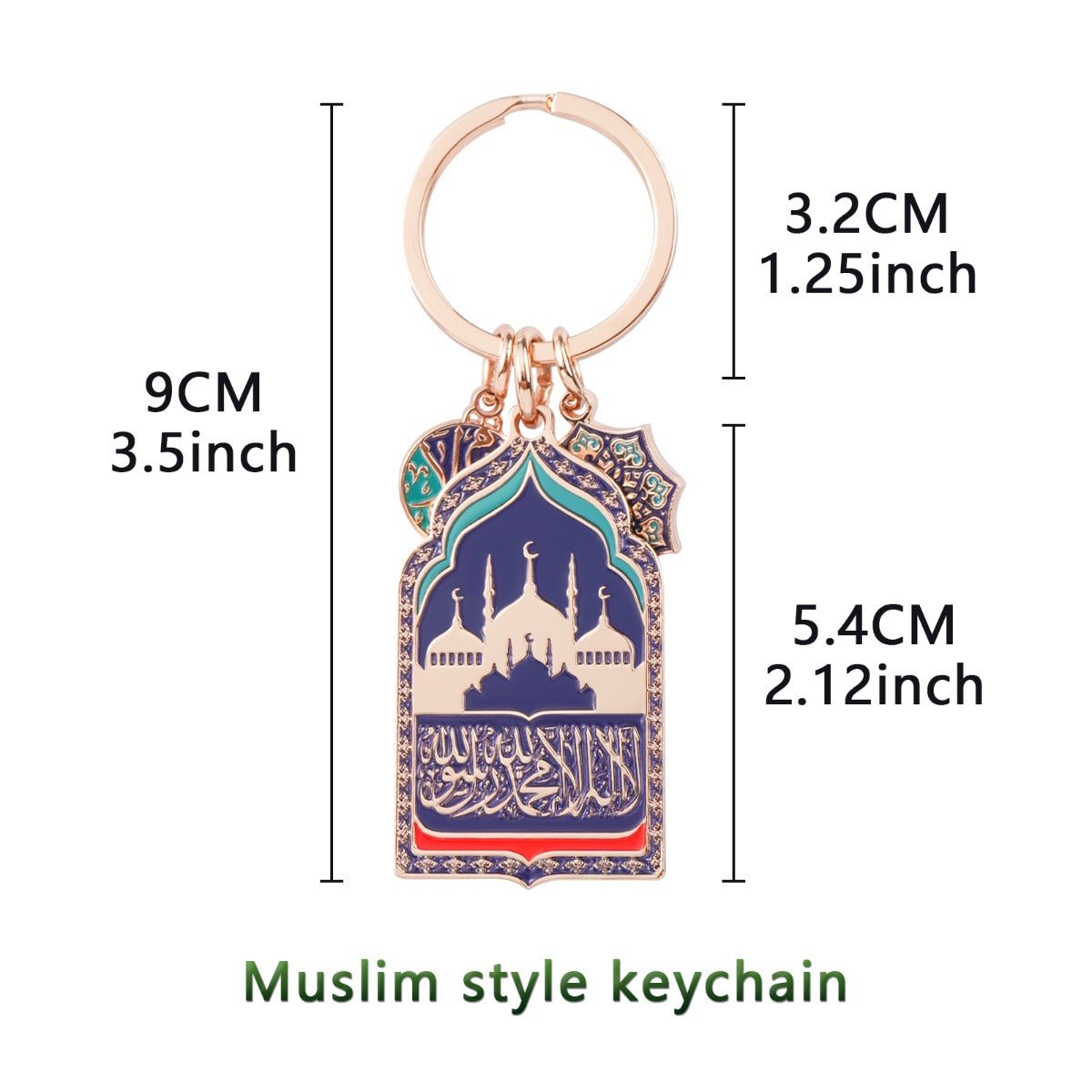 Mosque Keychain Car Hanger | Rose Gold Islamic Prayer Beads with Blue Enamel Mosque Charm(MAC254) - Mariam's Collection