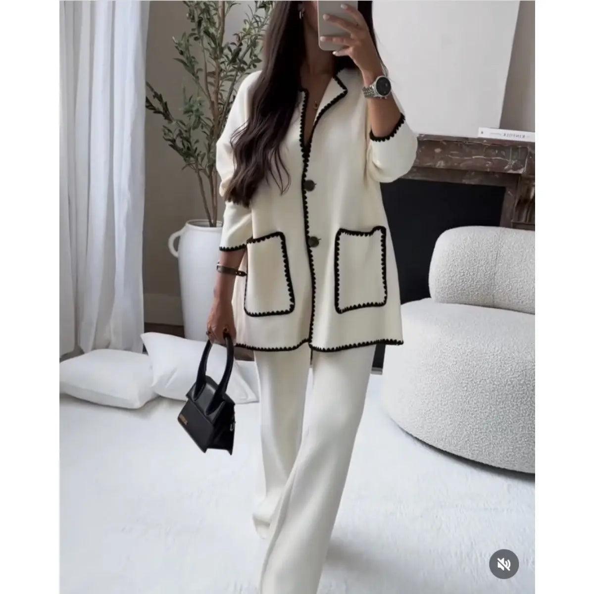 MS004 Fall Chunky Knit Cardigan Sweaters Casual Open Front Set - Mariam's Collection