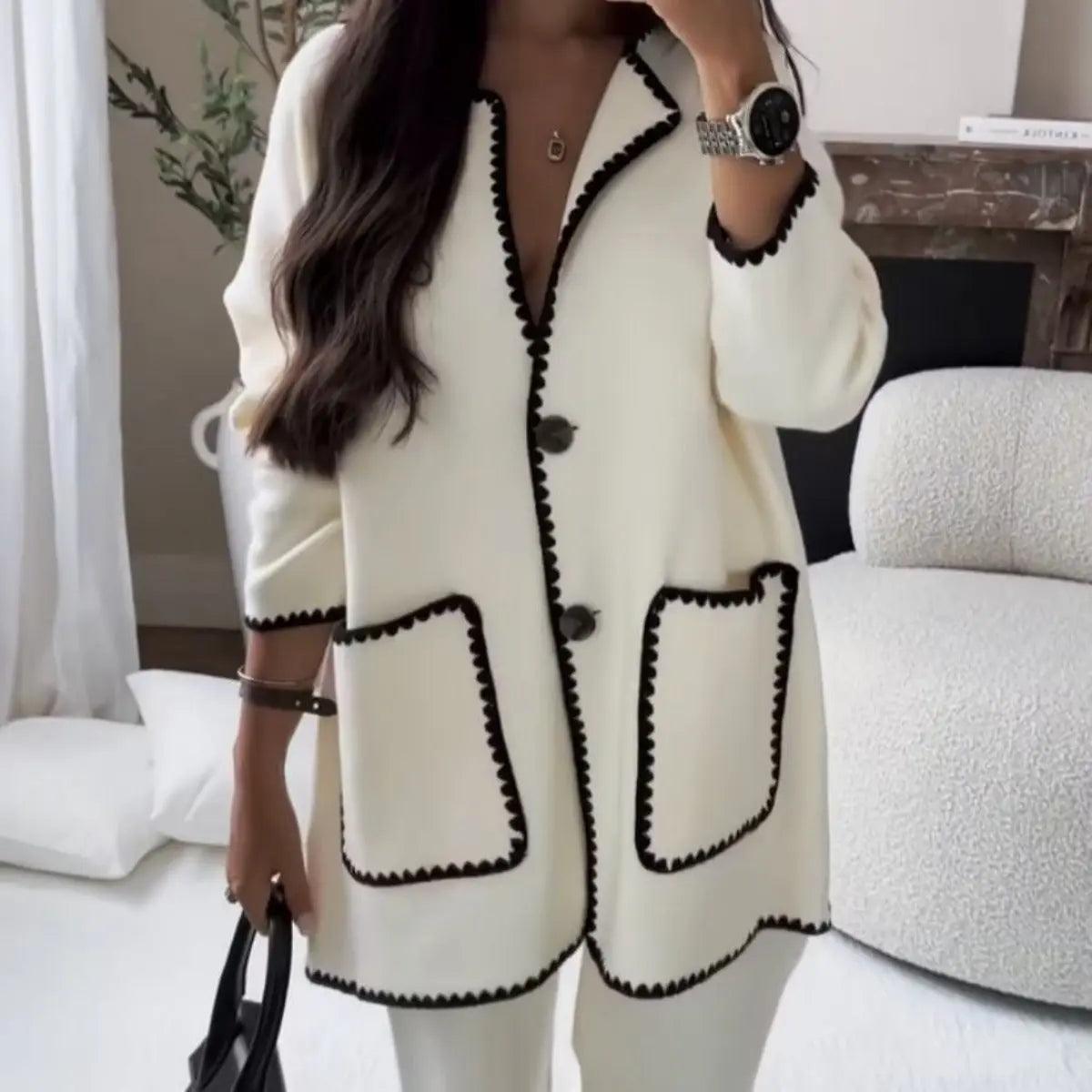 MS004 Fall Chunky Knit Cardigan Sweaters Casual Open Front Set - Mariam's Collection