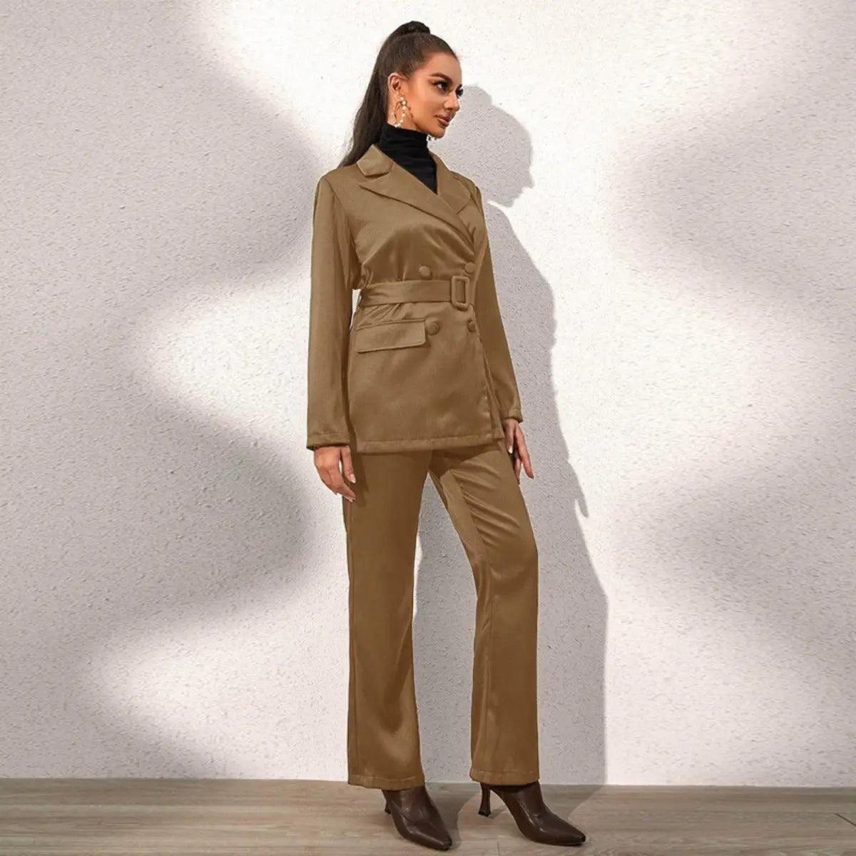 MS012 Formal Four Piece Office Lady Suit Set Work Blazer Jacket Pant - Mariam's Collection