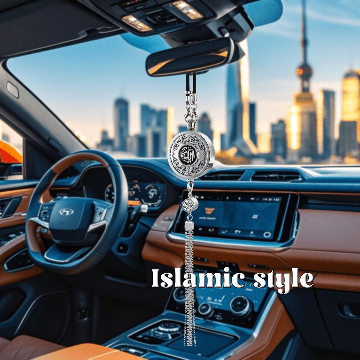 Muslim Car Accessories: Alloy Islamic Hanging Ornaments with Perfume Diffuser （MAC238） - Mariam's Collection