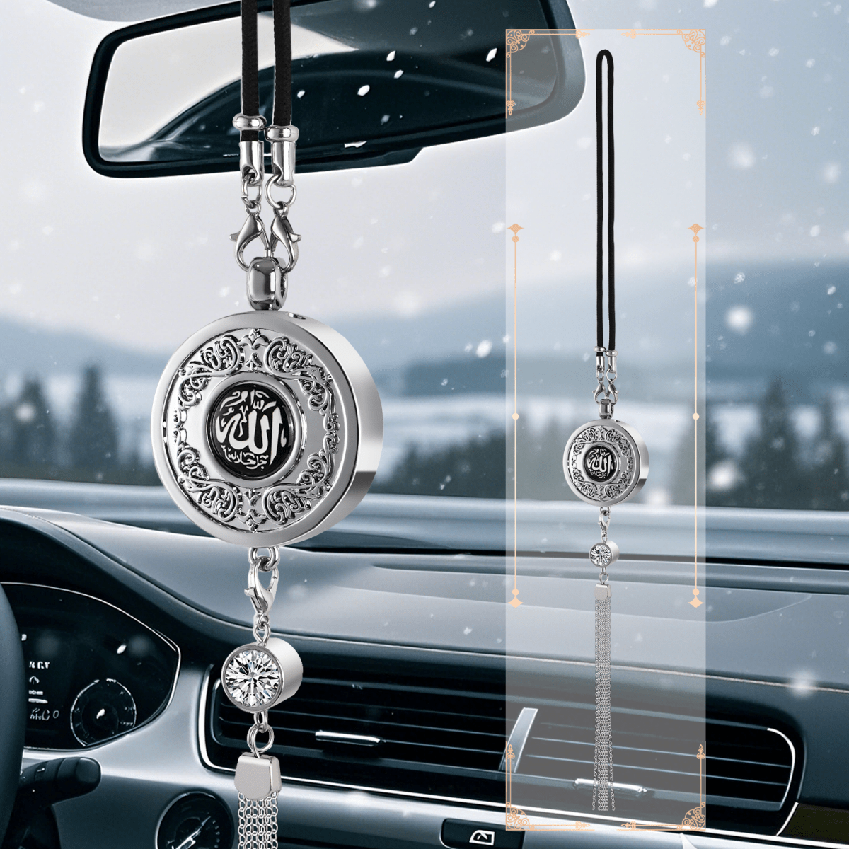 Muslim Car Accessories: Alloy Islamic Hanging Ornaments with Perfume Diffuser （MAC238） - Mariam's Collection
