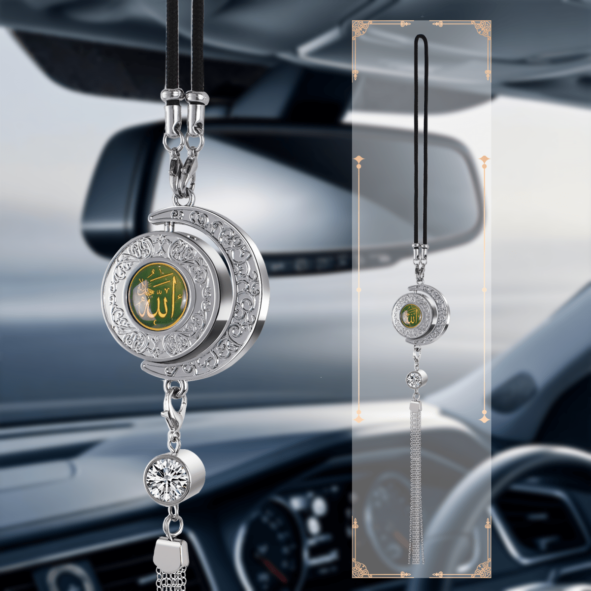 Muslim Car Accessories: Alloy Islamic Hanging Ornaments with Perfume Diffuser （MAC238） - Mariam's Collection
