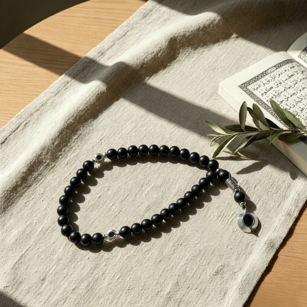 Black Obsidian Muslim Prayer Beads – Matte Tasbeeh Gift