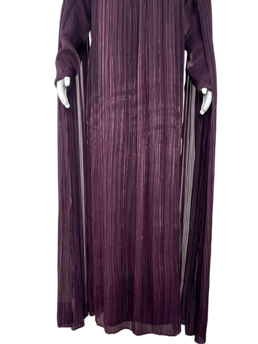 Pearl & Crystal Beaded Pleated Chiffon Maxi Gown(MA441) - Mariam's Collection