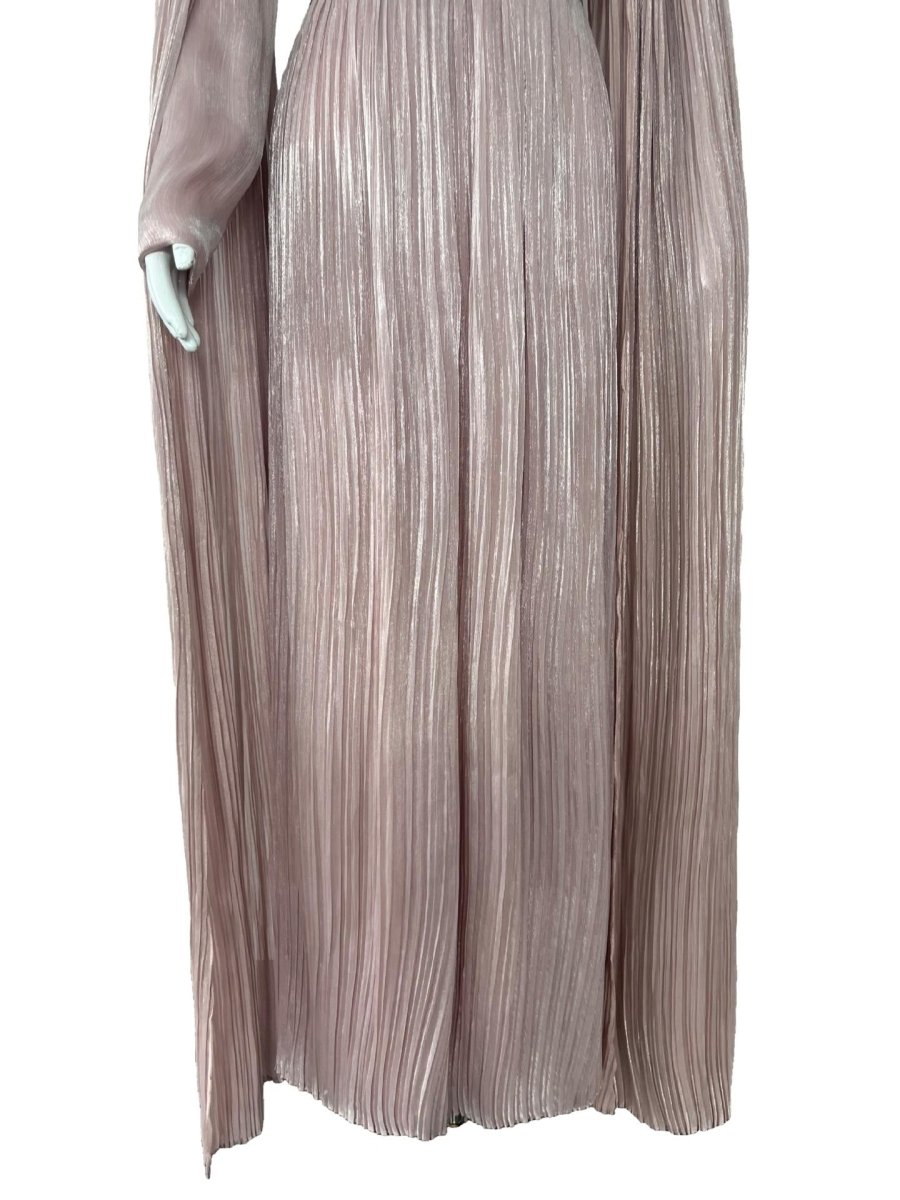 Pearl & Crystal Beaded Pleated Chiffon Maxi Gown(MA441) - Mariam's Collection