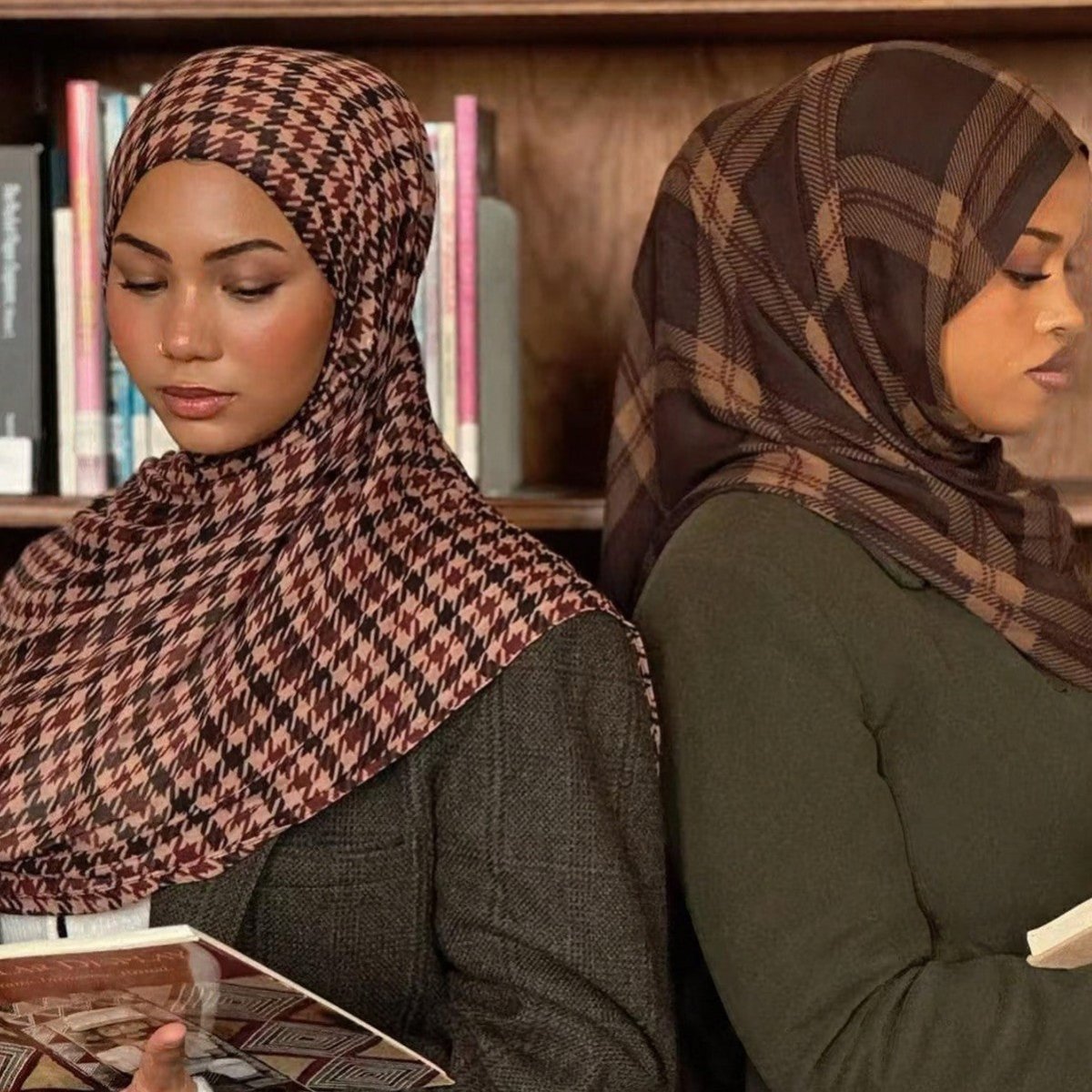 Plaid & Houndstooth Hijab Scarf 