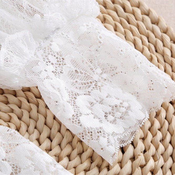 Detachable abaya sleeve accessories with fringe trim and lace detail