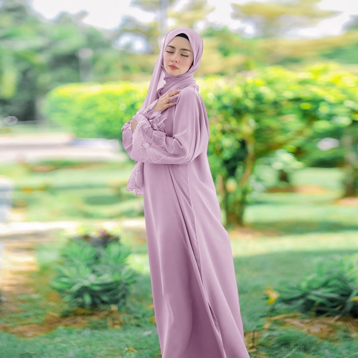 Prayer Abaya with Matching Hijab  (MA396)