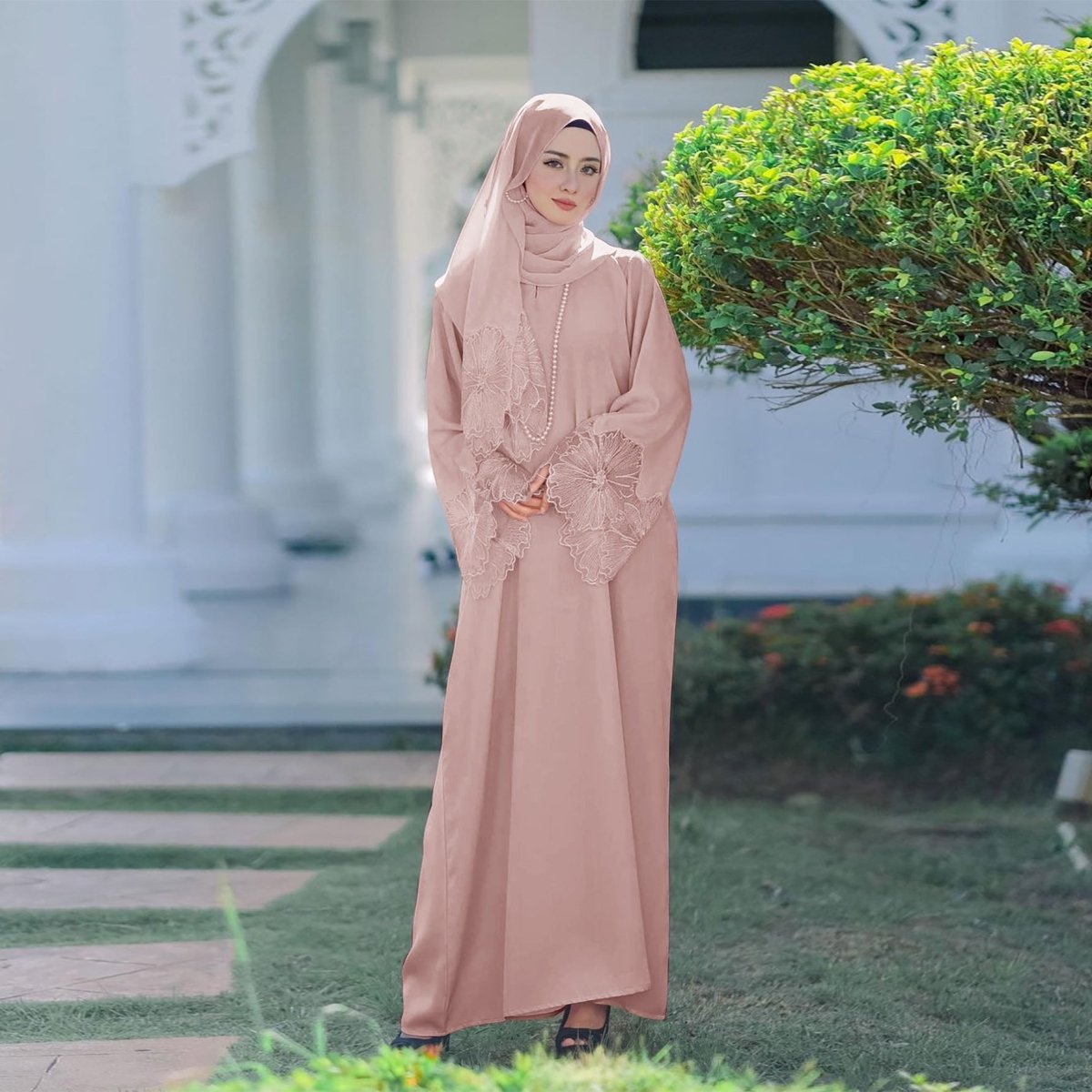 Prayer Abaya with Matching Hijab  (MA396)