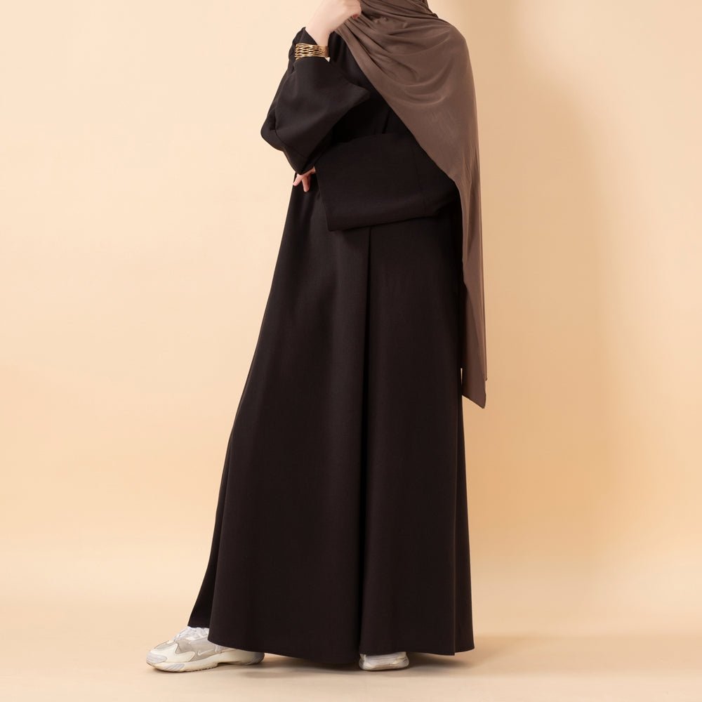 Premium Linen Effect Pullover Abaya with Pockets (MA341) - Mariam's Collection