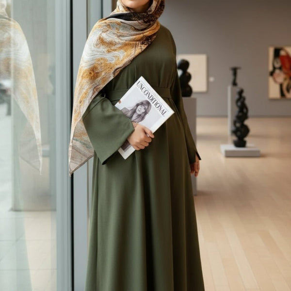 Premium Linen Effect Pullover Abaya with Pockets (MA341) - Mariam's Collection