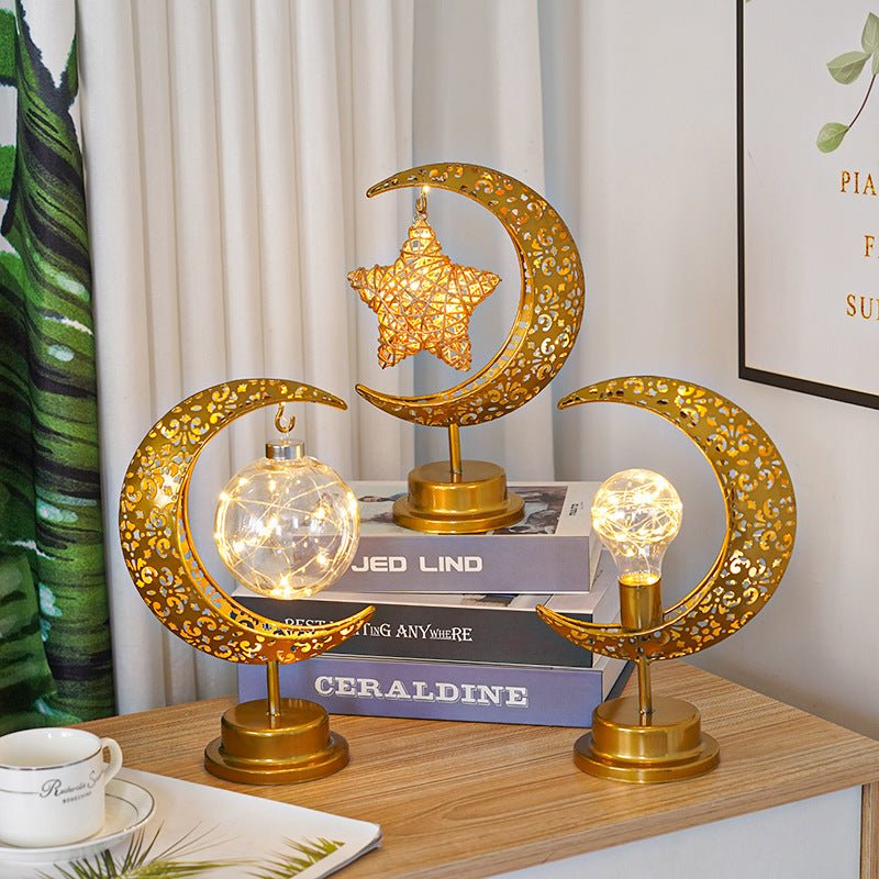 Ramadan Iron Star & Crescent Lamp Festive Candle Holder Decor (MAC399) - Mariam's Collection