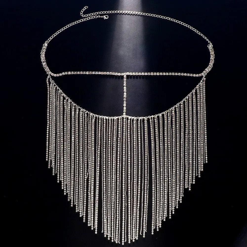 Rhinestone Tassel Face Chain Mask - Bling MAC054 Cover for Parties & Events - Mariam's Collection