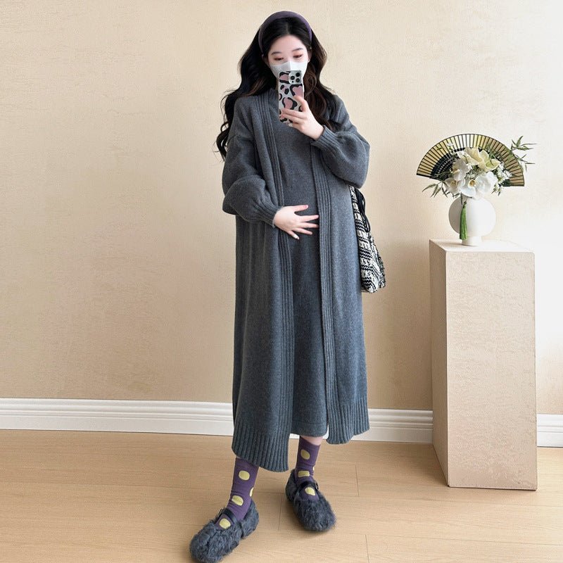 Ribbed Knit Cardigan & Tank Dress Set(MS202) - Mariam's Collection