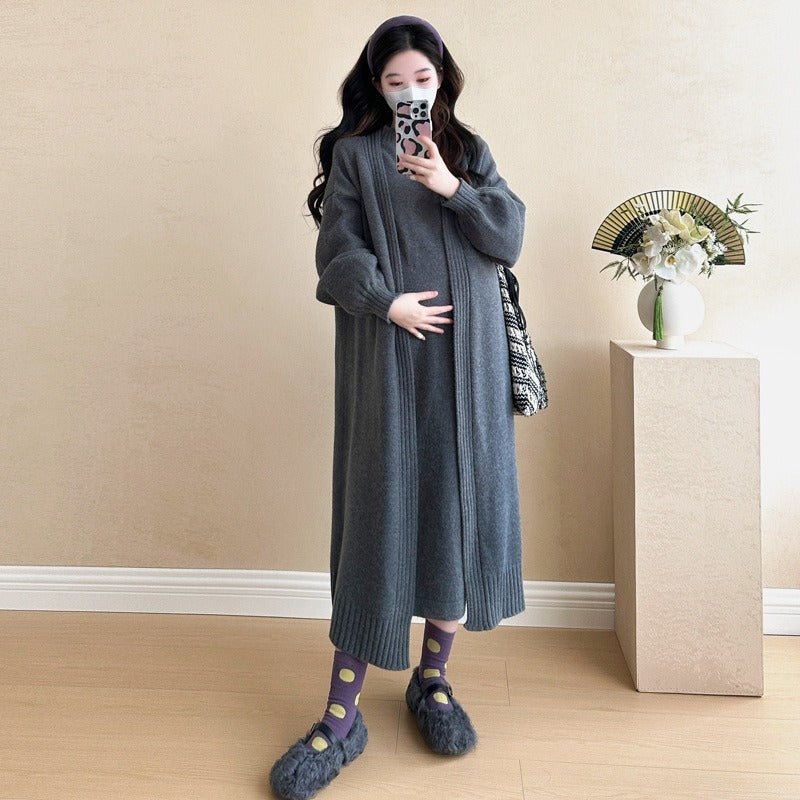 Ribbed Knit Cardigan & Tank Dress Set(MS202) - Mariam's Collection