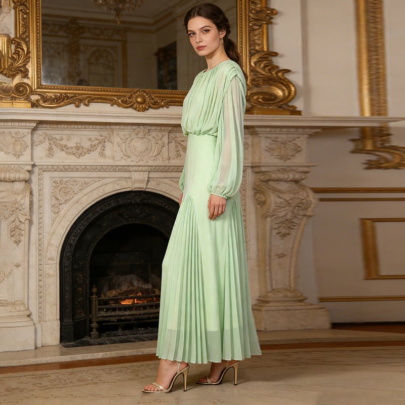 Elegant modest dress suitable for weddings and formal occasions