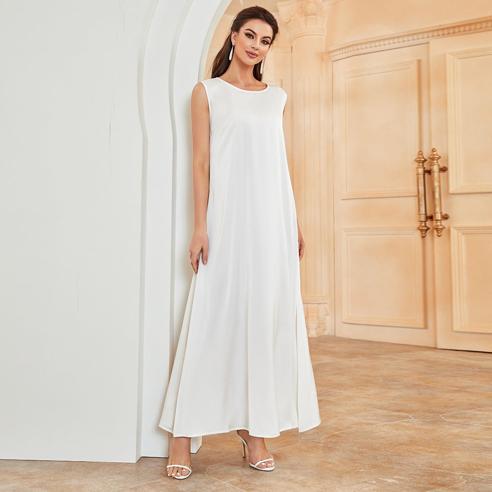 Satin Sleeveless Inner Dress (MA037) - Mariam's Collection