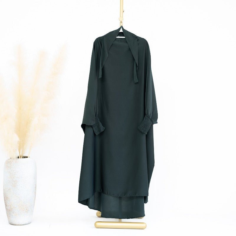 Satin Velvet Mother Daughter Matching Set | Full Circle Maxi Dress with Hijab & Batwing Sleeves(MJ022) - Mariam's Collection