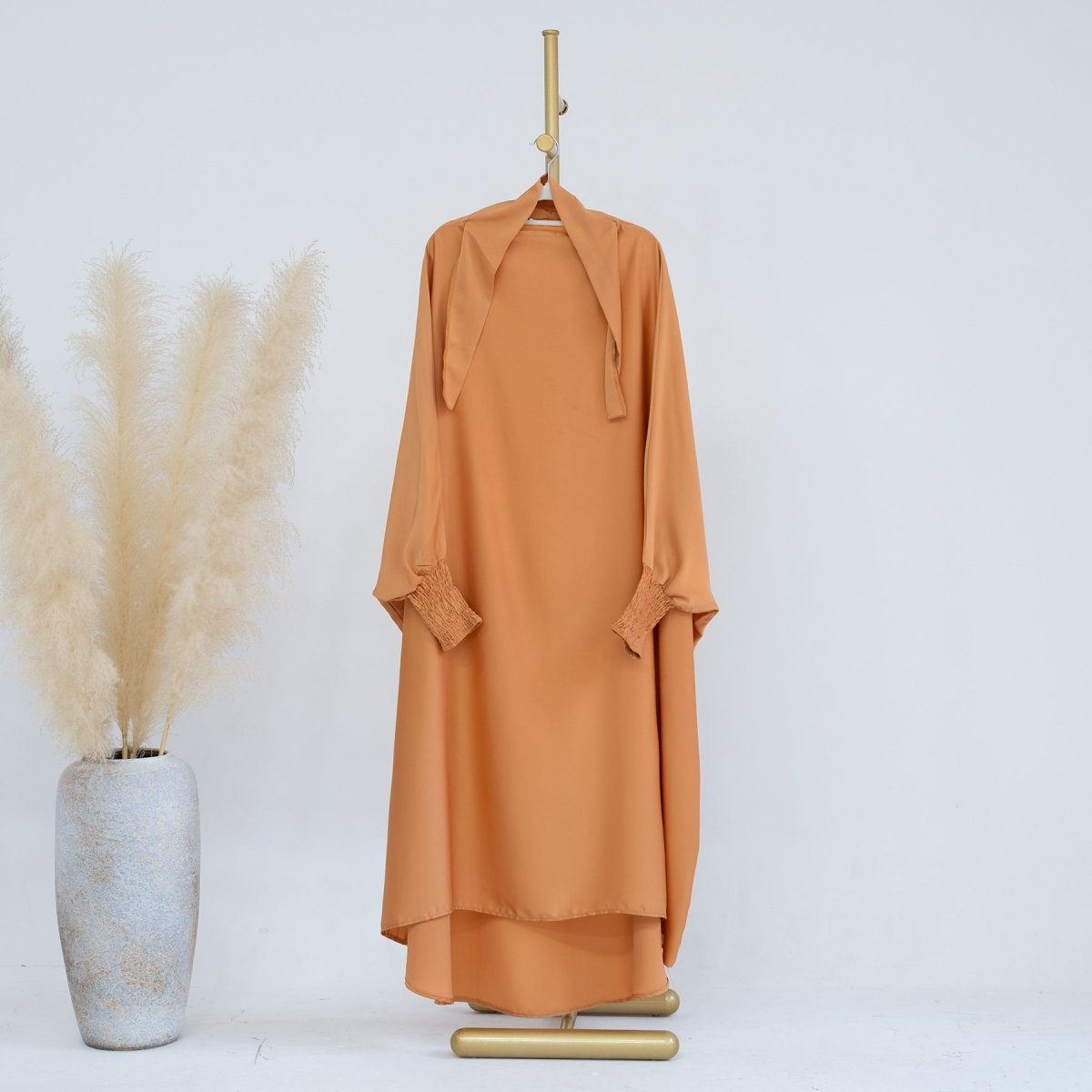 Satin Velvet Mother Daughter Matching Set | Full Circle Maxi Dress with Hijab & Batwing Sleeves(MJ022) - Mariam's Collection