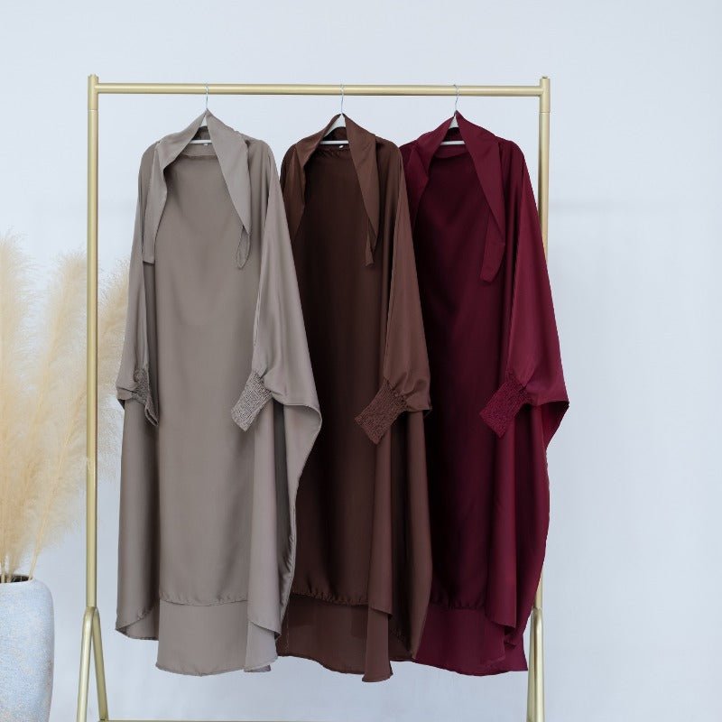 Satin Velvet Mother Daughter Matching Set | Full Circle Maxi Dress with Hijab & Batwing Sleeves(MJ022) - Mariam's Collection