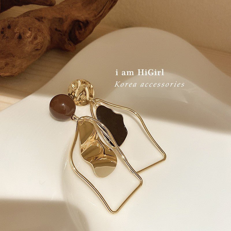 Sculptural Asymmetric Drop Earrings with Abstract Lines (MAC321) - Mariam's Collection