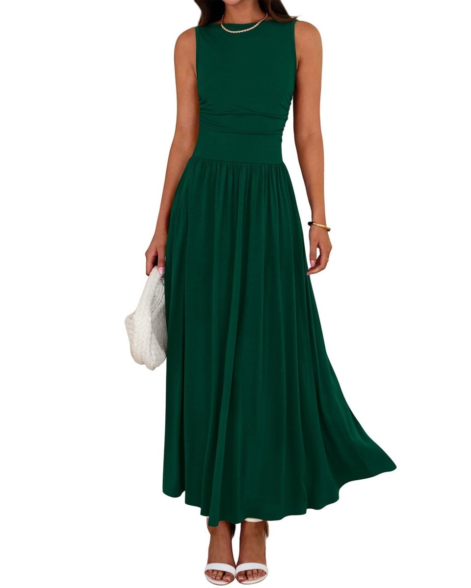 Flowing A-line skirt of the lightweight modest maxi dress in motion