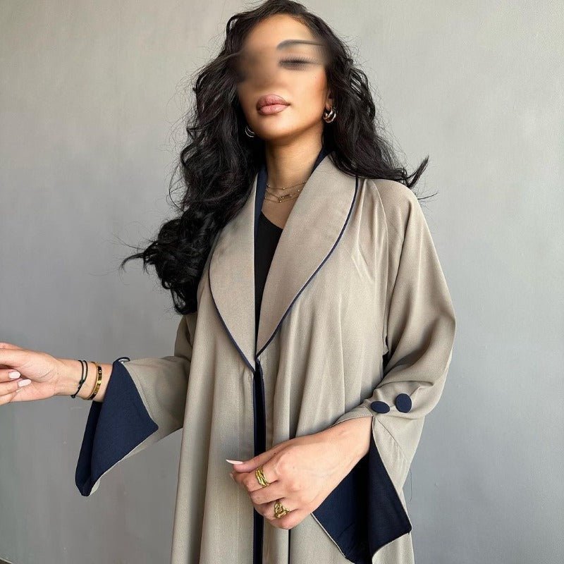 Autumn & Winter Long Dress with Open Front | Solid Color Pleated Abaya Cardigan 