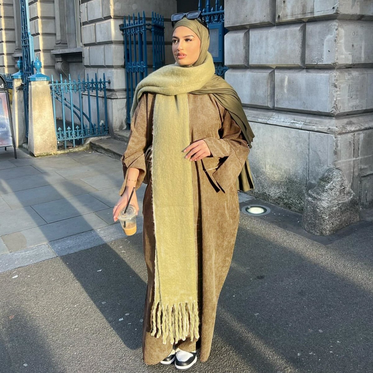 Solid Color Simple Corduroy Abaya (MA129) - Mariam's Collection