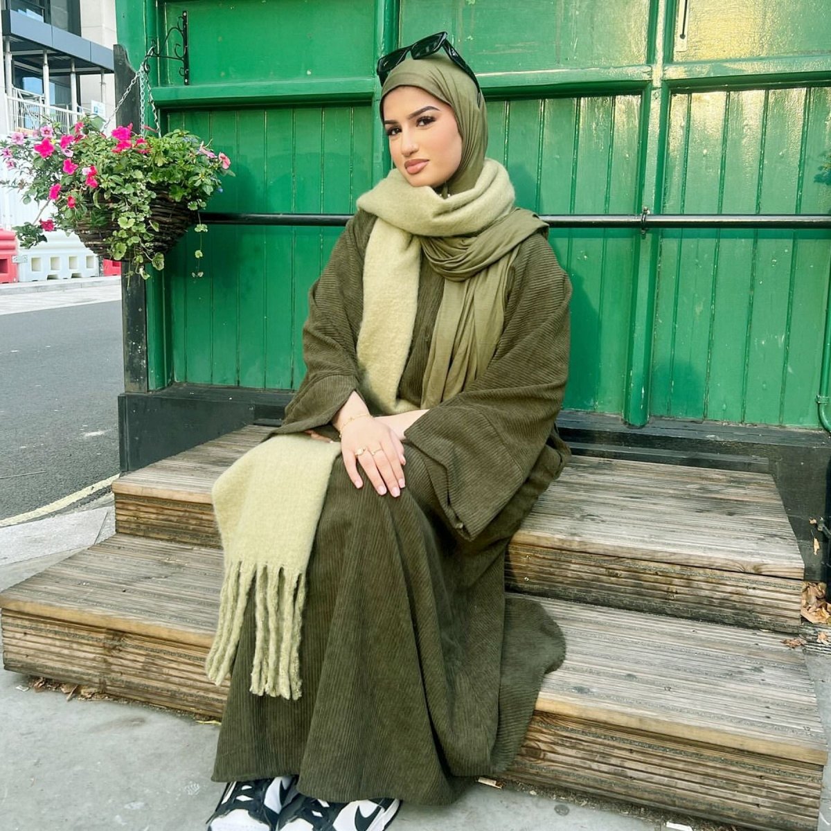 Solid Color Simple Corduroy Abaya (MA129) - Mariam's Collection