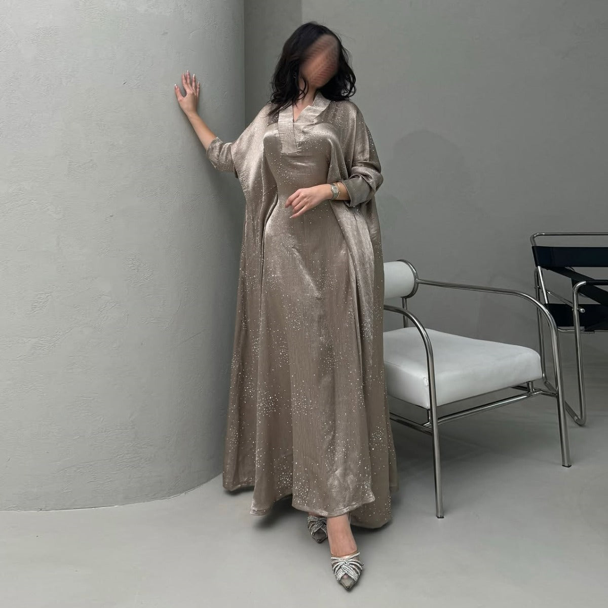 Diamond Embellished Starry Night Abaya | Luxurious Sparkly Maxi Dress (MA287)