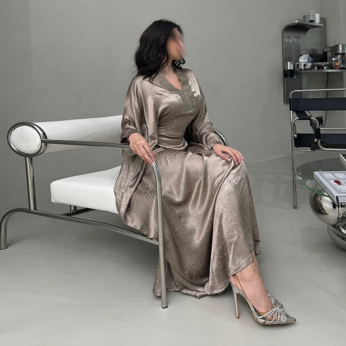 Diamond Embellished Starry Night Abaya | Luxurious Sparkly Maxi Dress (MA287)