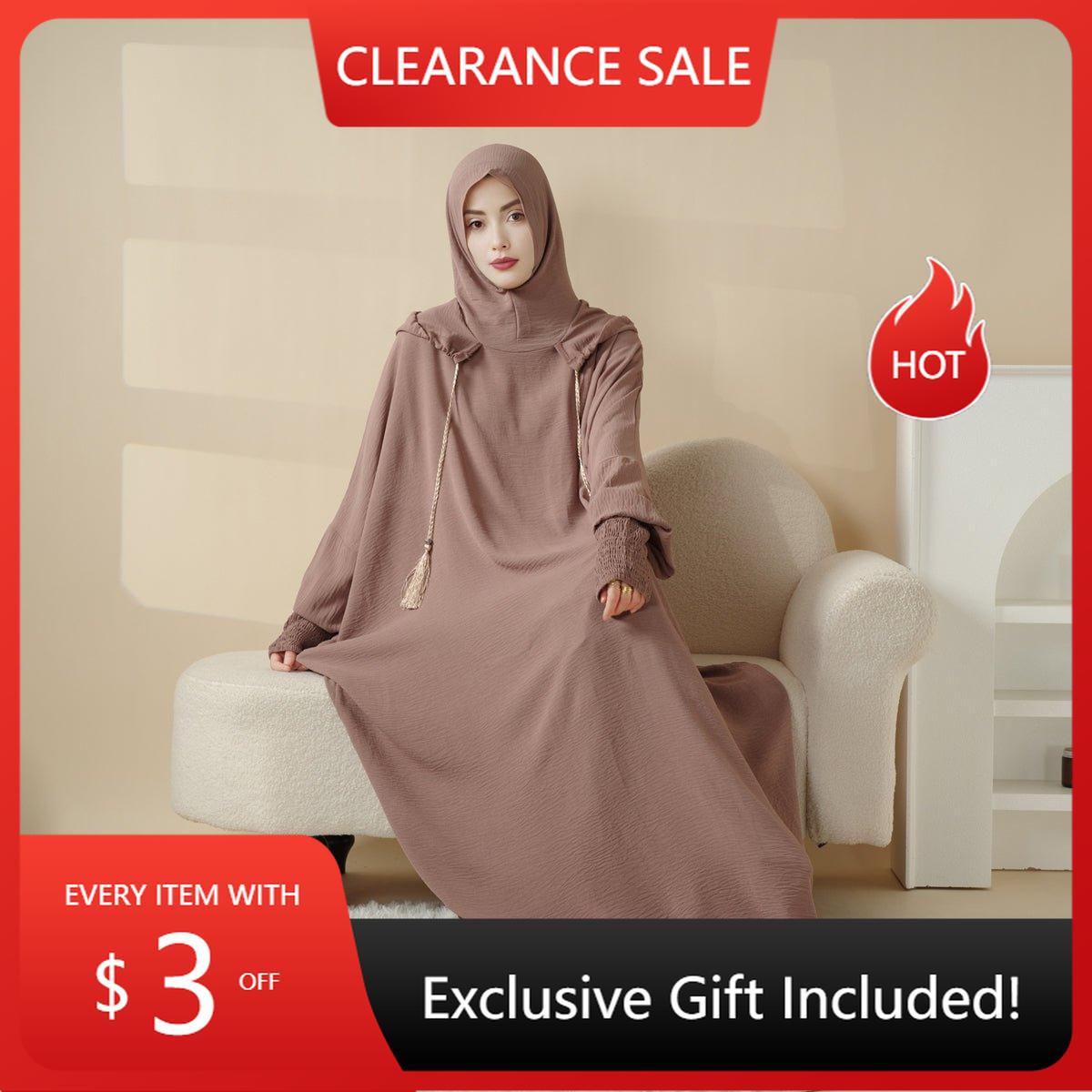 Solid Stylish Jilbab With A Hood | Crepe Jilbab With Attached Hood (MJ015) - Mariam's Collection