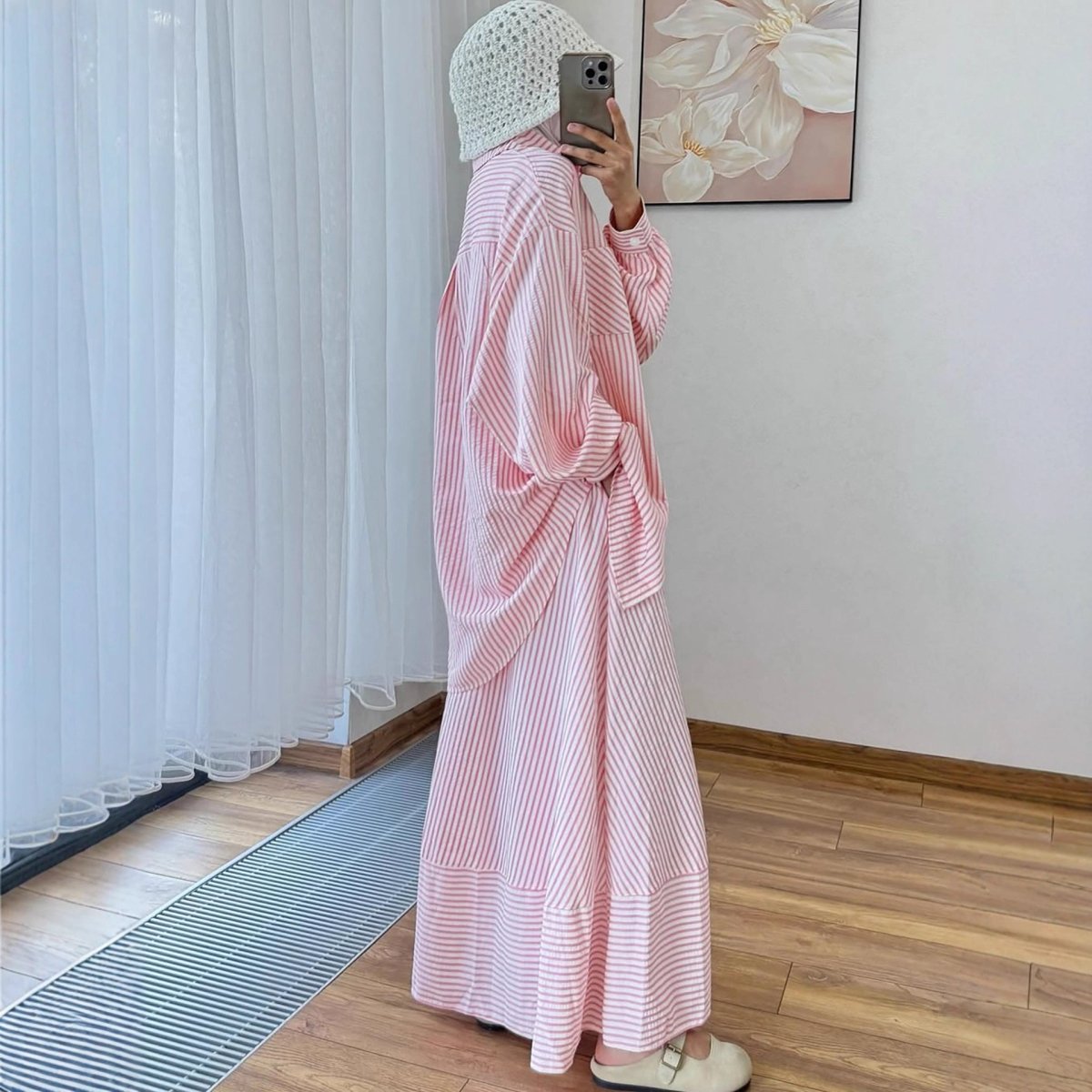 Striped Oversized Shirt & Maxi Skirt Set — Casual Modest Stripe Co-Ord