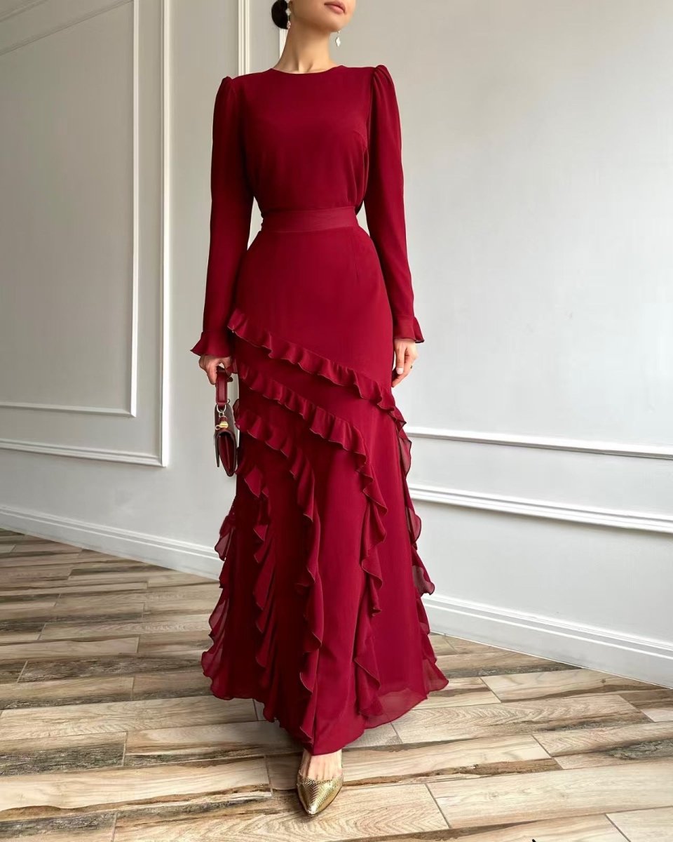 Tiered Evening Dress(MS299) - Mariam's Collection