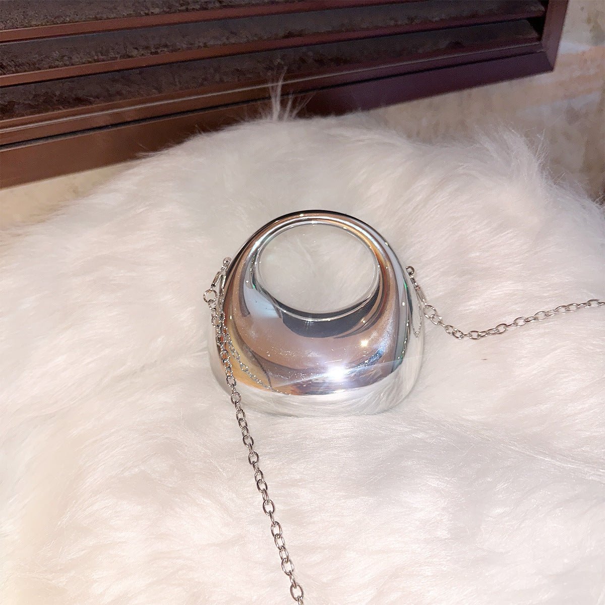 Trendy Acrylic Handbag for Women - Shiny Metal Crossbody/Shoulder Tote (Mini Crescent Design)（MAC239） - Mariam's Collection