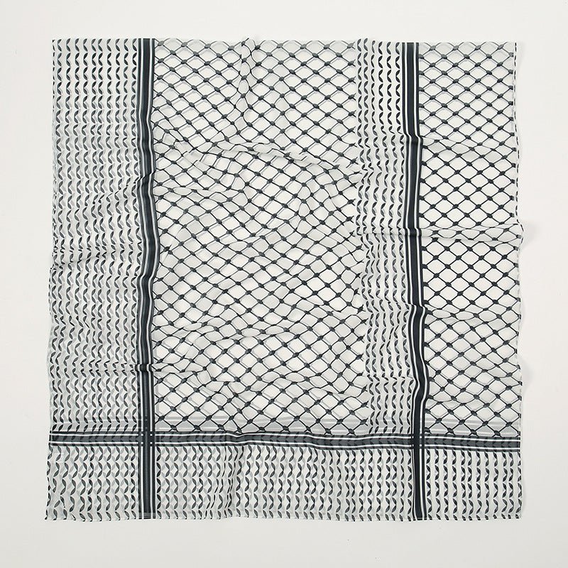 Trendy Women's Chiffon Keffiyeh Scarf with Print – Perfect for Summer, Travel & Islamic Modest Fashion(MH110) - Mariam's Collection