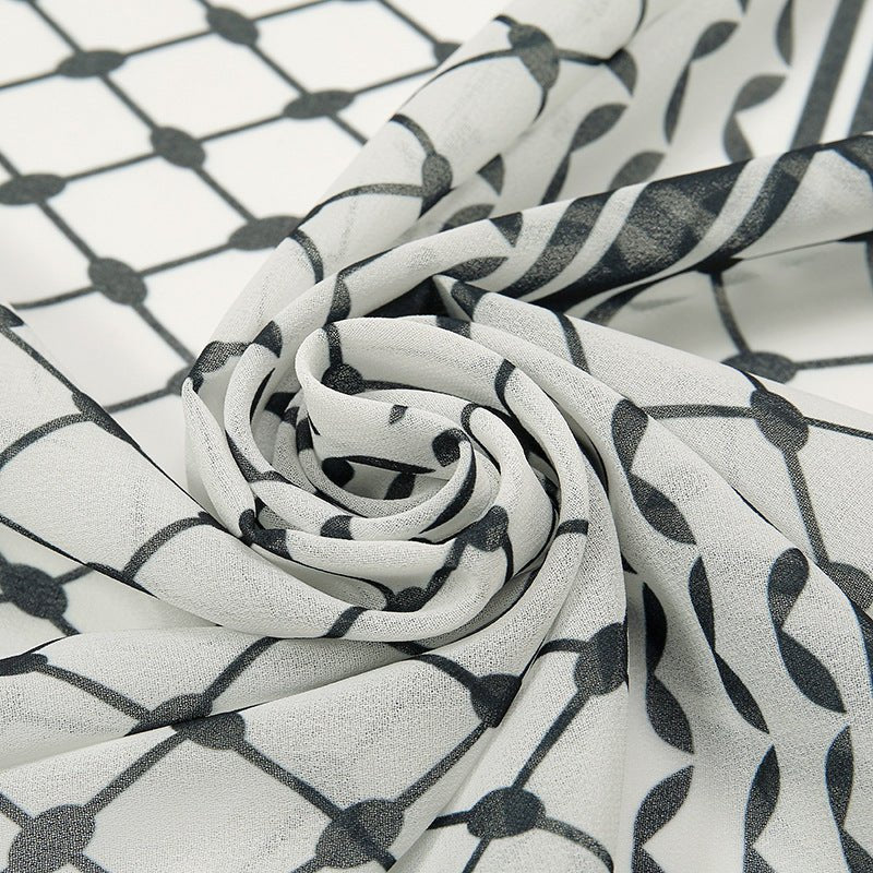 Trendy Women's Chiffon Keffiyeh Scarf with Print – Perfect for Summer, Travel & Islamic Modest Fashion(MH110) - Mariam's Collection