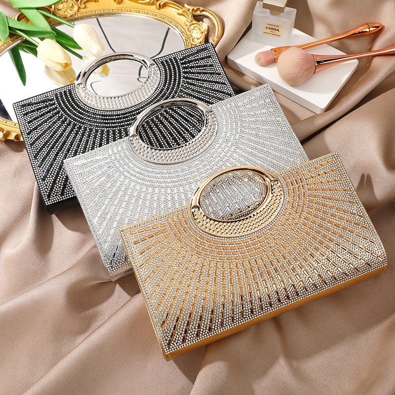 Rhinestone Sparkly Clutch Bag – Vintage Circular Handle Clutch
