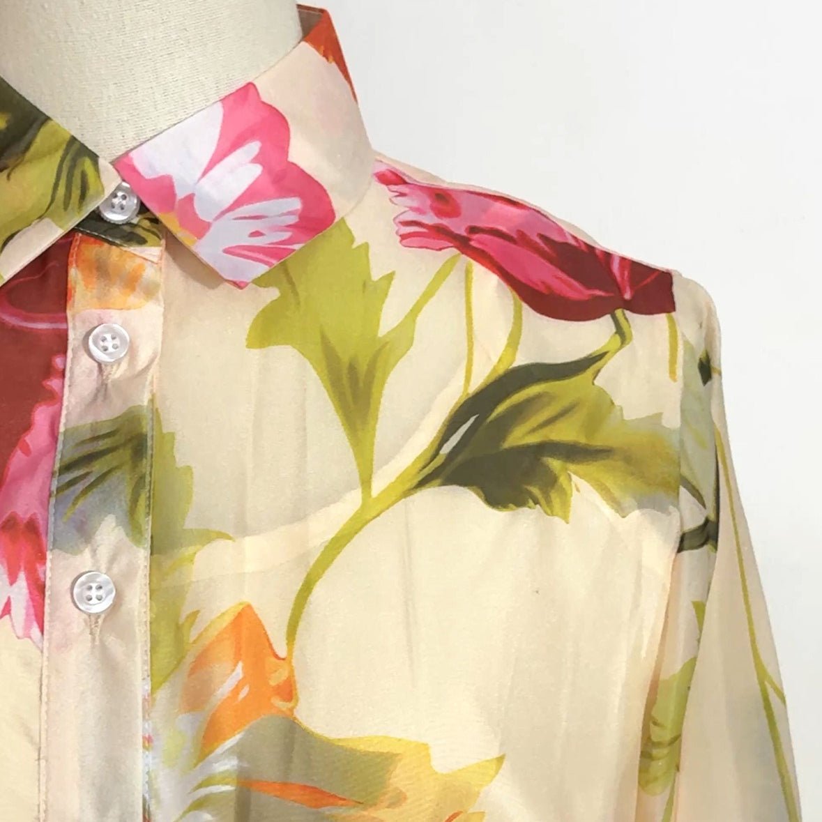 Watercolour Floral Shirt Maxi Dress(MS414) - Mariam's Collection