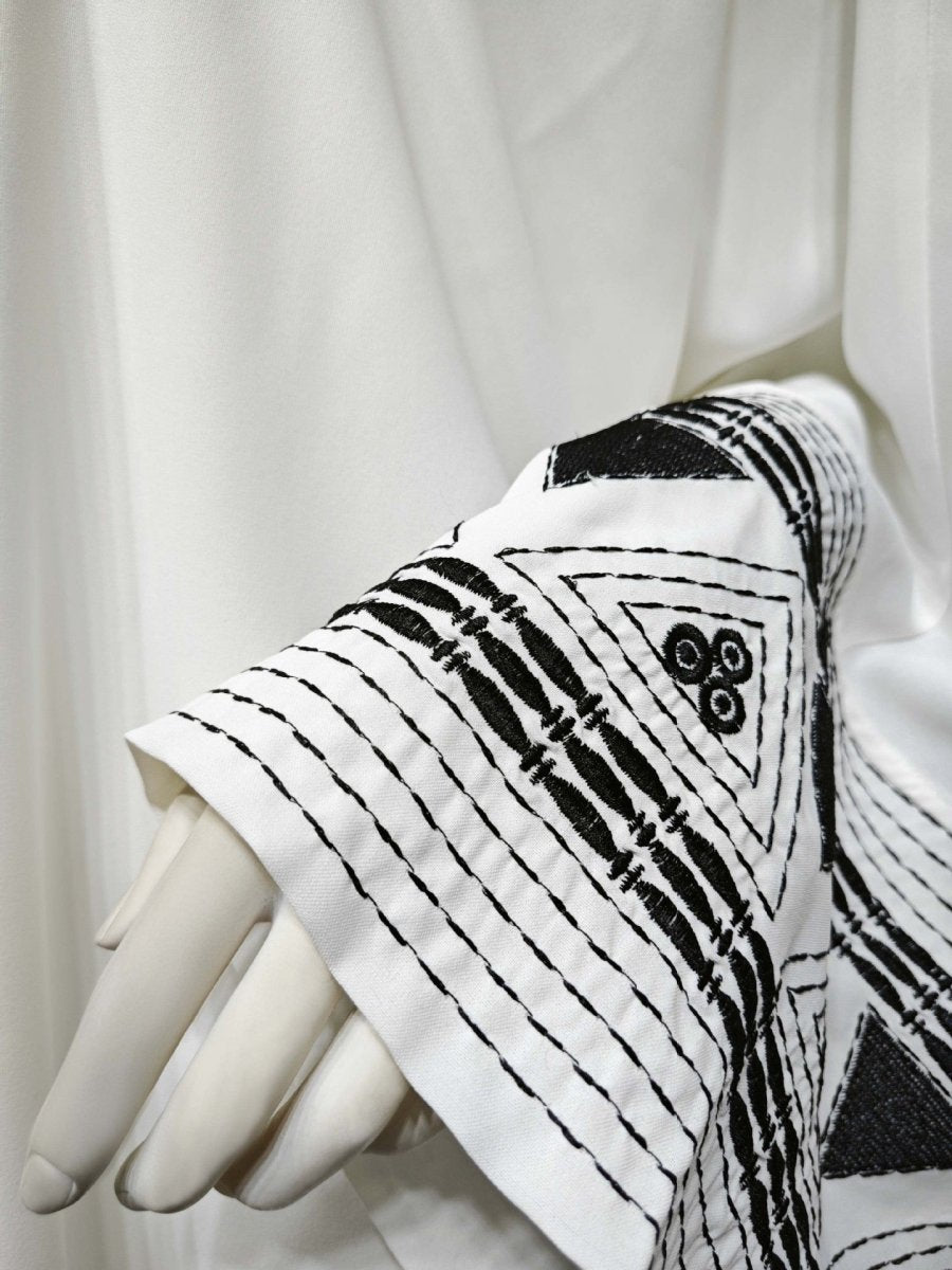Wide Cuff Embroidered Open Abaya (MOA081) - Mariam's Collection