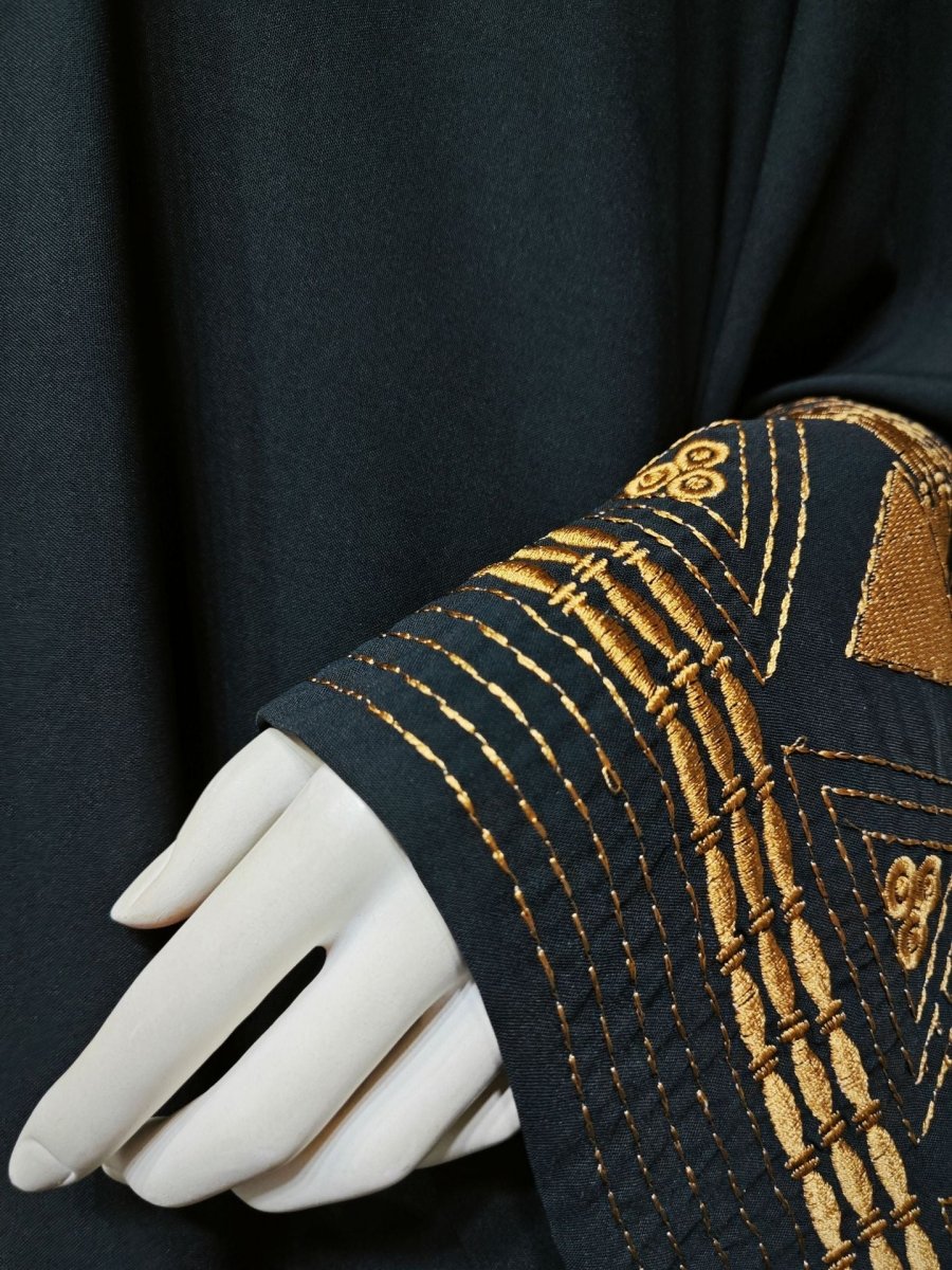Wide Cuff Embroidered Open Abaya (MOA081) - Mariam's Collection