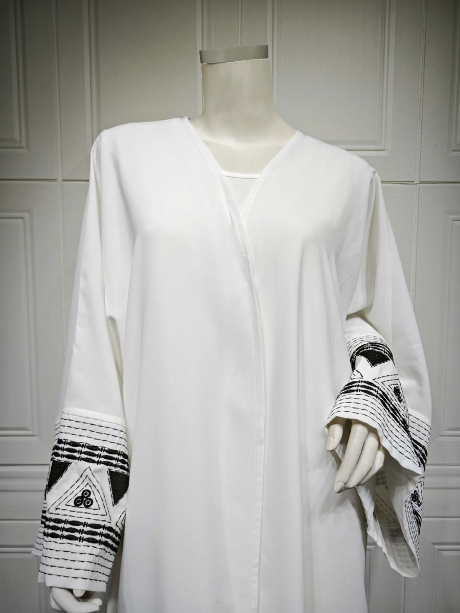 Wide Cuff Embroidered Open Abaya (MOA081) - Mariam's Collection