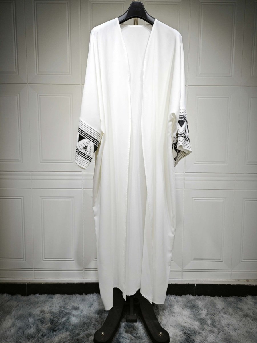 Wide Cuff Embroidered Open Abaya (MOA081) - Mariam's Collection