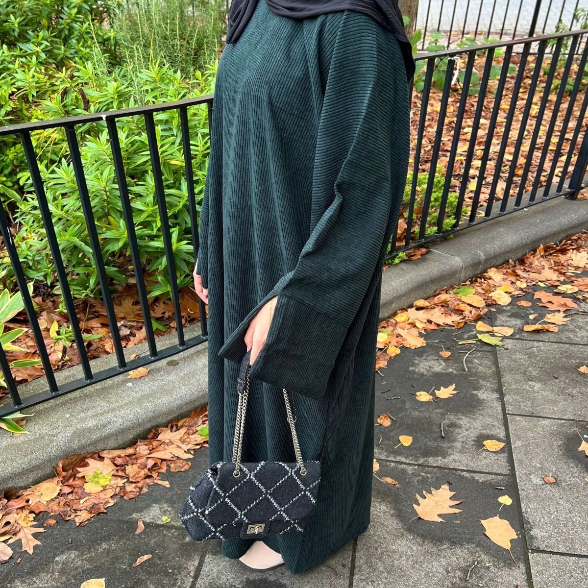 Wide Sleeve Corduroy Abaya (MA045) - Mariam's Collection
